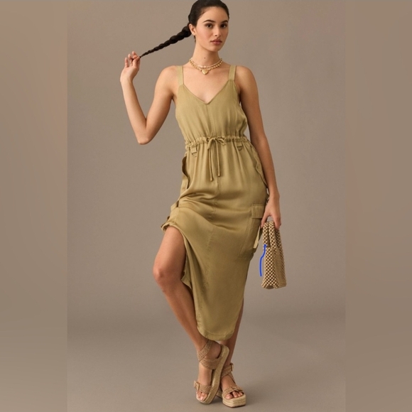 Love The Lavel  Olive Utility Dress Sz Medium New With Tags - Picture 1 of 16